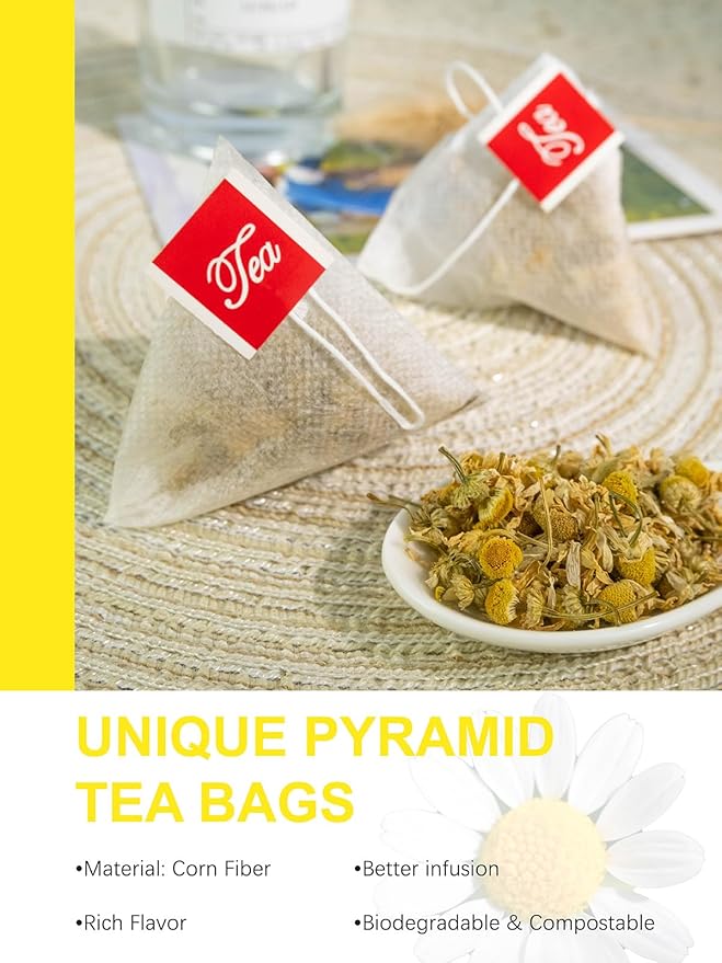 TeeLux Chamomile Tea Bags, 1.5g/bag, Pure Natural Chamomile Flowers Herbal Tea, Caffeine Free, 100