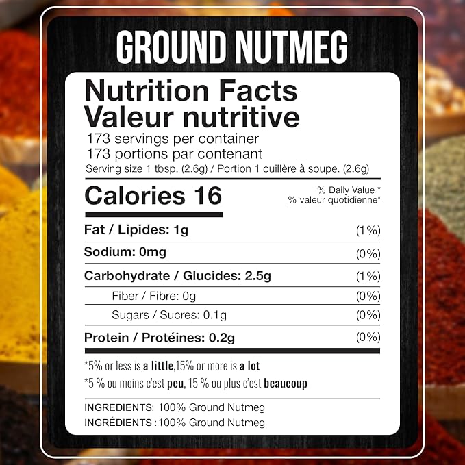 Fresh Finest Ground Nutmeg Powder, Best for Sweet & Savory Recipes, Premium Spice for Cooking and