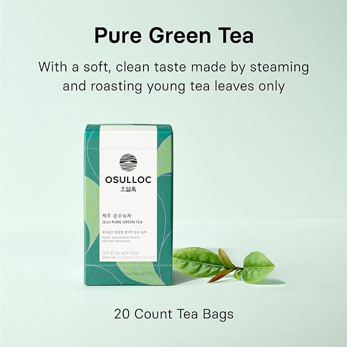 OSULLOC Pure Green Tea (Mild, Clean tasting Aroma), USDA Organic, Premium Blended Tea from Jeju
