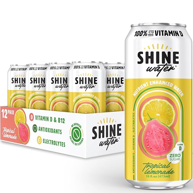 ShineWater Vitamin D Hydration Electrolyte Drink - Flavored water with electrolytes, Sugar-Free