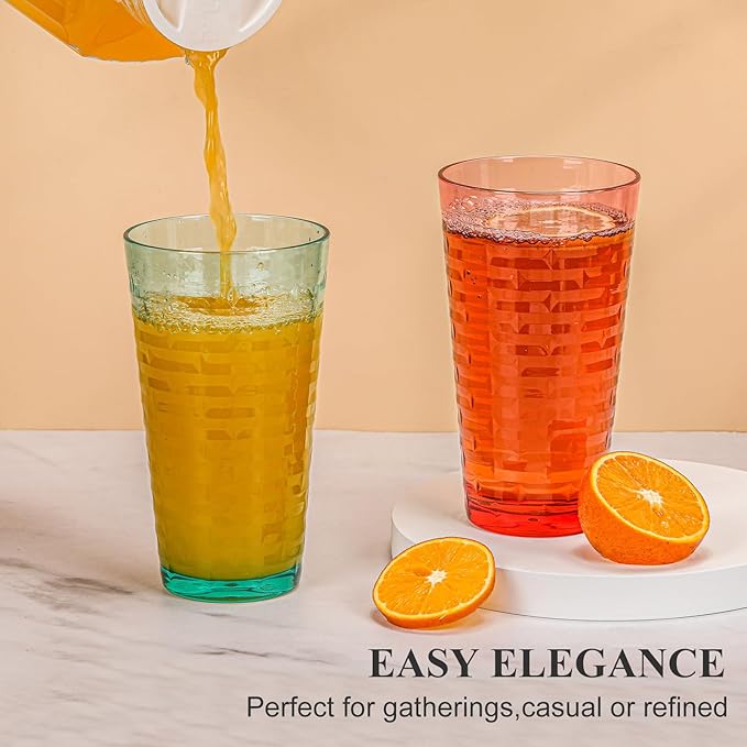 BPA-Free Plastic Tumblers 8 Pack (8x22oz) | Reusable Dishwasher Safe | Stackable Shatterproof Cups