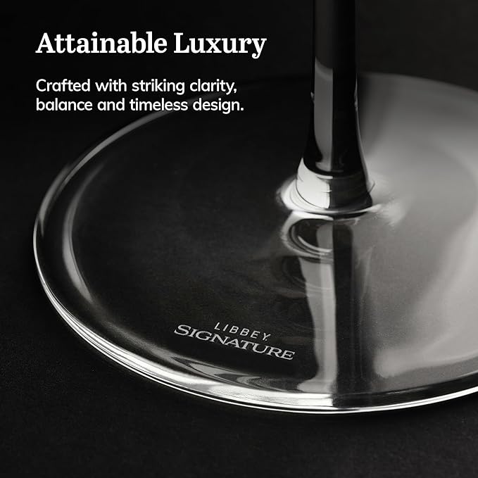 Libbey Signature Kentfield Coupe Cocktail Glasses Set of 4, Coupe Bowl Stemmed Cocktail Glasses
