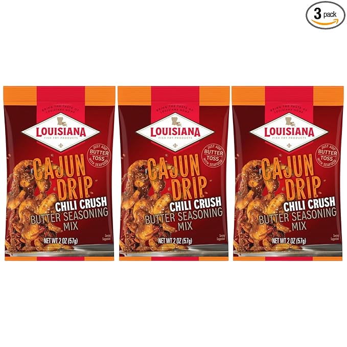 Louisiana Fish Fry Cajun Drip Chili Crush Butter Seasoning Mix - Seasoned Butter Sauce for Seafood