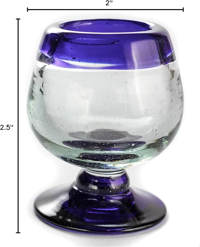 Authentic Mexican Tequila Hand Blown Shot Glasses - Set of 4-2 oz - Mini Glass Snifters - Heavy