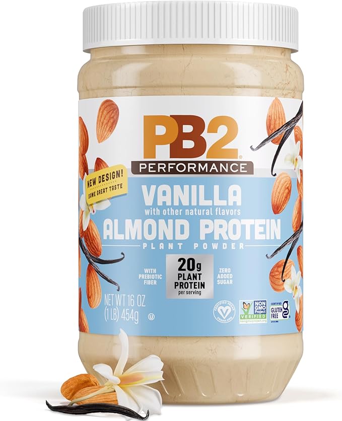 PB2 Performance Almond Plant Based Vegan Protein Powder | 20g Complete Protein, No Added Sugar