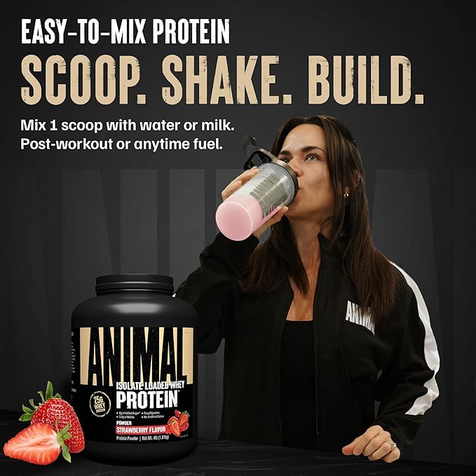 Animal Whey Isolate Protein Powder - Loaded for Pre & Post Workout Muscle Builder and Recovery with