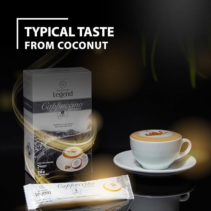 TRUNG NGUYEN LEGEND Cappuccino Coconut Instant Coffee Single Served Stick for Energy Boost (8oz