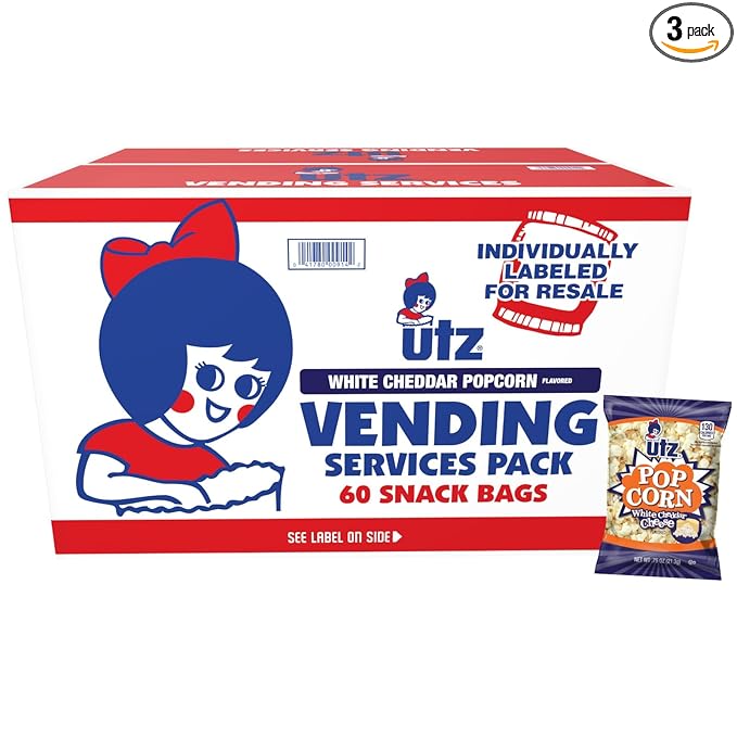 Utz Popcorn, White Cheddar ??.75 oz. Bags (60 Count) ??Baked with Real Cheese, Tasty Individual