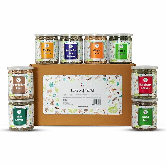 Loose Leaf Tea Set | Upto 450 Servings | Set of 8 teas for Wellness and Flavor Enthusiasts |