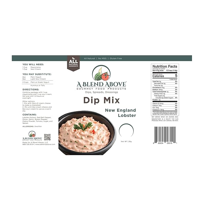 A Blend Above New England Lobster Dip Mix, Variety Pack, 1oz, (3 Pack), Seafood Dip, Gluten-Free