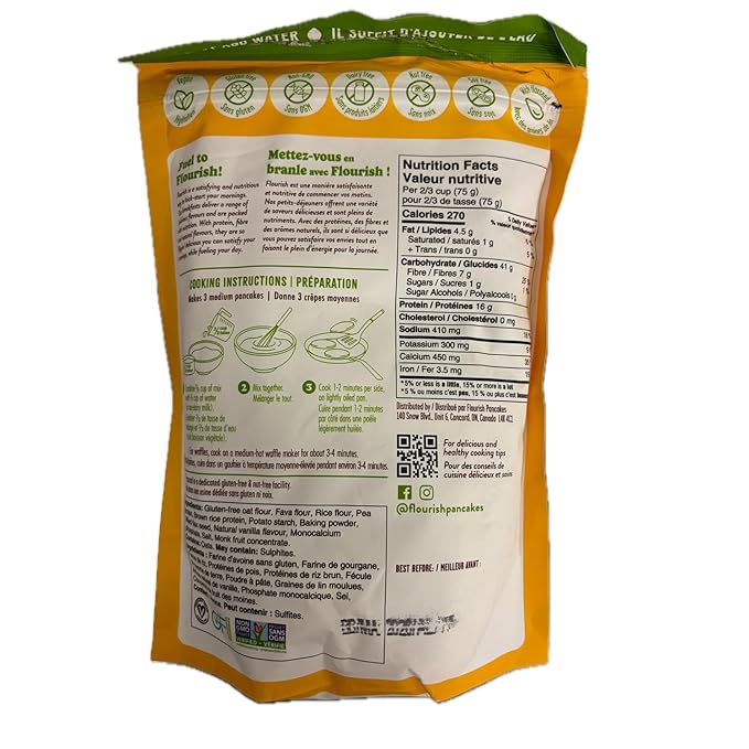 Flourish Plant-Based Protein Pancake & Waffle Mix, Gluten-Free, Dairy-Free, Nut-Free, Soy-Free