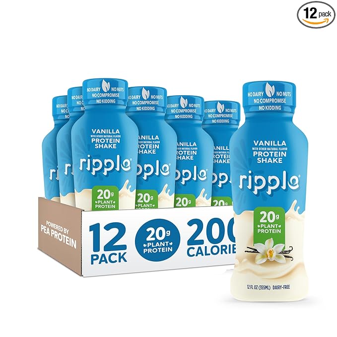 Ripple Vanilla Plant Based Protein Shake | 20g of Quality Sourced Pea Protein, Calcium & Iron Rich
