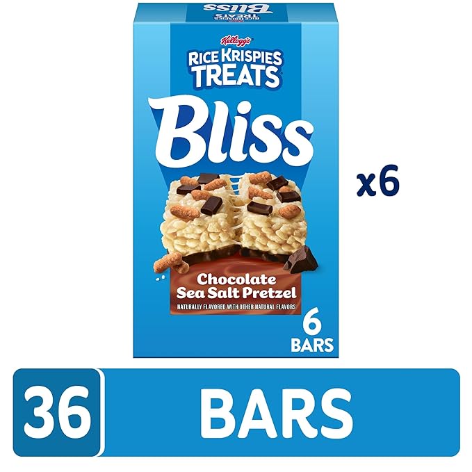Rice Krispies Treats Bliss Crispy Marshmallow Squares, Snack Bars, Chocolate Sea Salt Pretzel (6