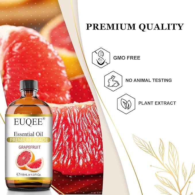 Grapefruit Essential Oil 118mL Pure Grapefruit Oil, Large Capacity Essential Oil with Glass Dropper