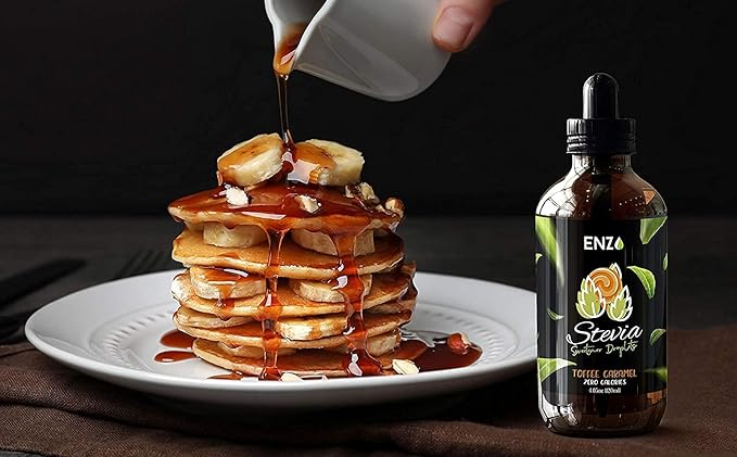 Enzo Liquid Stevia Drops Our Zero Calories Sweetener (4oz - 800 Servings/Bottle) - Toffee Caramel
