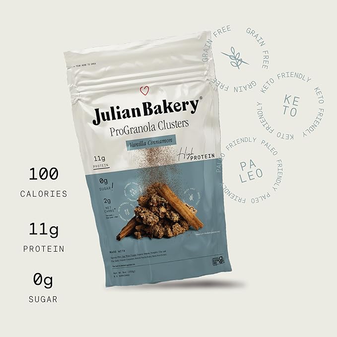 Julian Bakery® ProGranola® Cereal | Vanilla Cinnamon Cluster | 11g Protein | 2 Net Carbs |