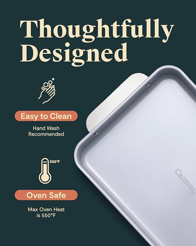 Caraway Non-Stick Ceramic 9”x13” Rectangle Pan - Naturally Slick Ceramic Coating - Non-Toxic, PTFE