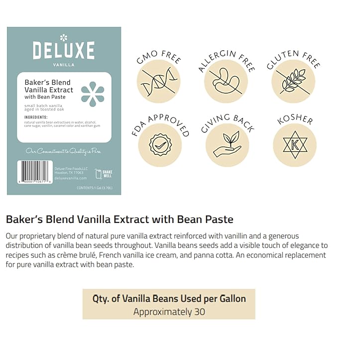 Deluxe Vanilla Vanilla Bean Paste Bulk 128 oz, Bakers Blend Vanilla Extract with Vanilla Bean Paste