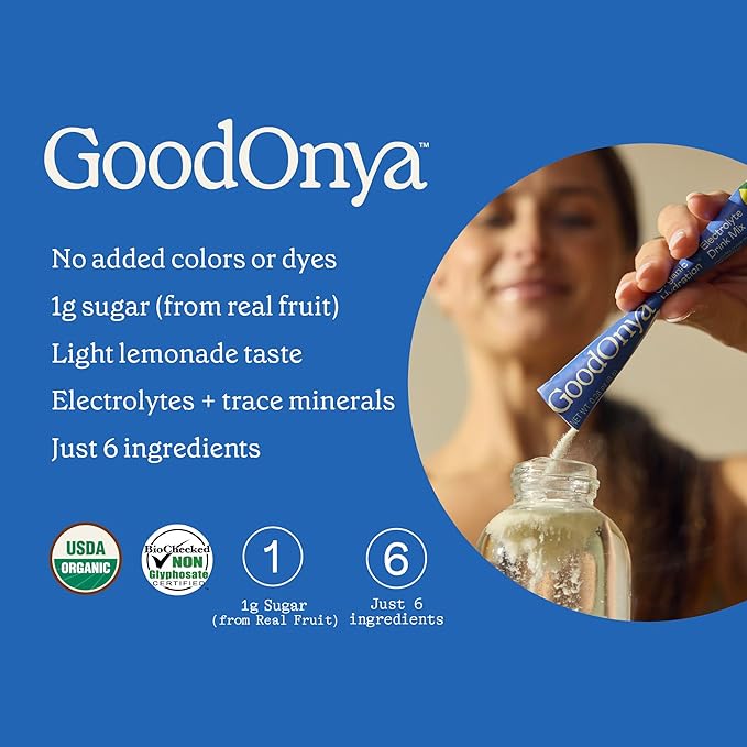 GOODONYA Organic Hydration Electrolyte Drink Mix, Certified Organic Hydration Powder, Non-GMO