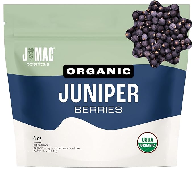 J MAC BOTANICALS, Organic Whole Juniper Berries, Certified Organic, juniper for herbal infusions