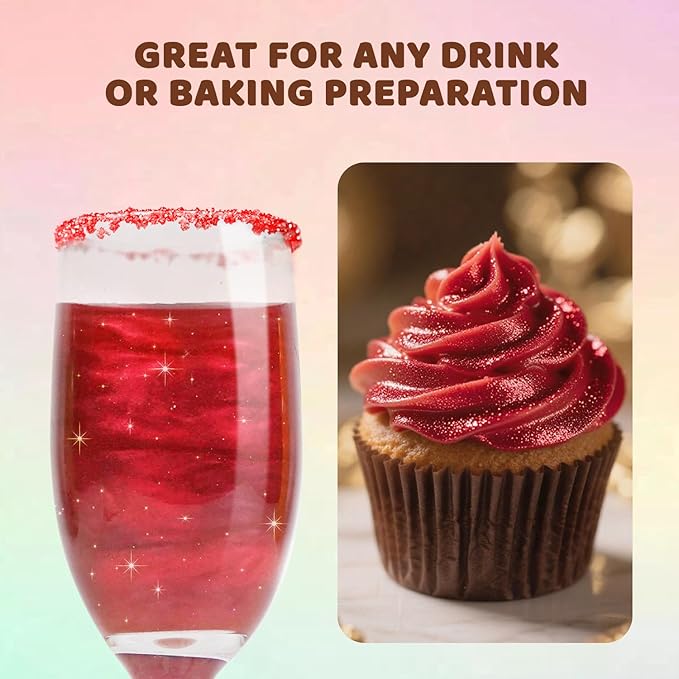 Edible Red Glitter Spray, 5g Shimmer Edible Glitter for Cocktails, Drinks, Cake Decorating, Edible
