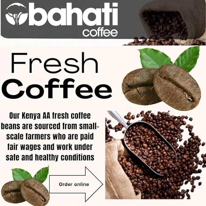 Kenya AA Grade Roasted Arabica Coffee Beans from Kenyan Highlands - 100% Pure Arabica Coffee