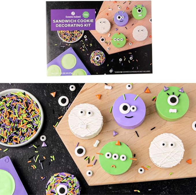 Sweets Indeed Sandwich Cookie Decorating Kit ??Halloween DIY Set with Oreo Mold, Spooky Sprinkles