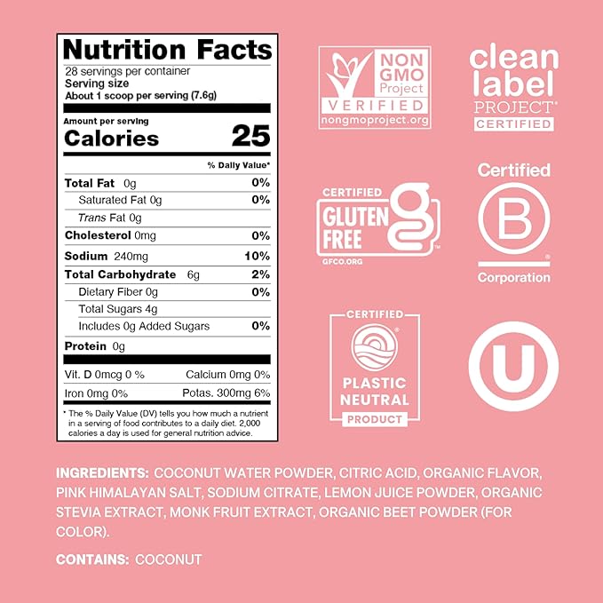 Cure Hydration | Plant-Based Electrolyte Drink Mix | No Added Sugar | FSA-HSA | Dehydration Relief