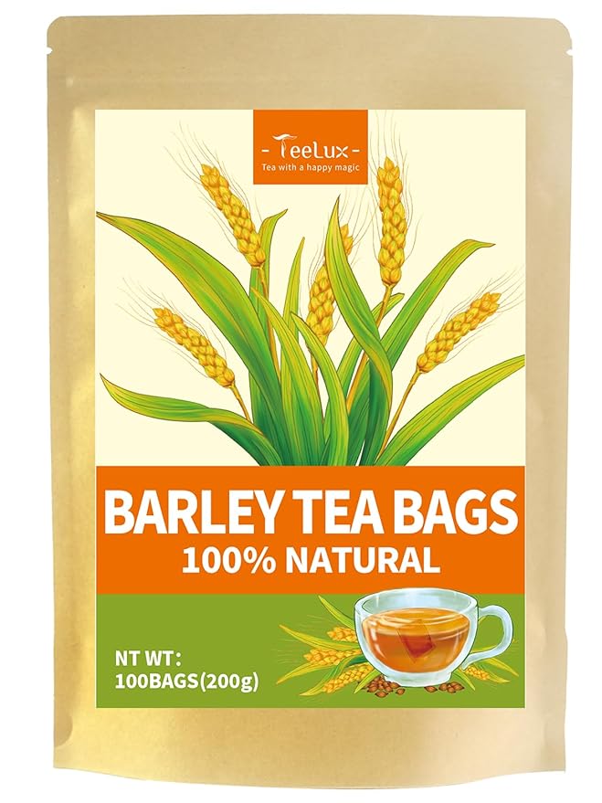 TeeLux Barley Tea Bags, 2g/bag, Pure Roasted Barley Tea, Caffeine Free, Sugar Free, Nutty Flavor