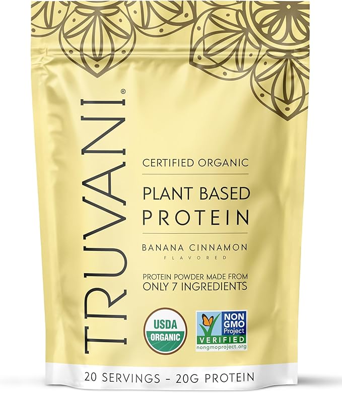 Truvani Vegan Pea Protein Powder | Banana Cinnamon | 20g Organic Plant Based Protein | 20 Servings