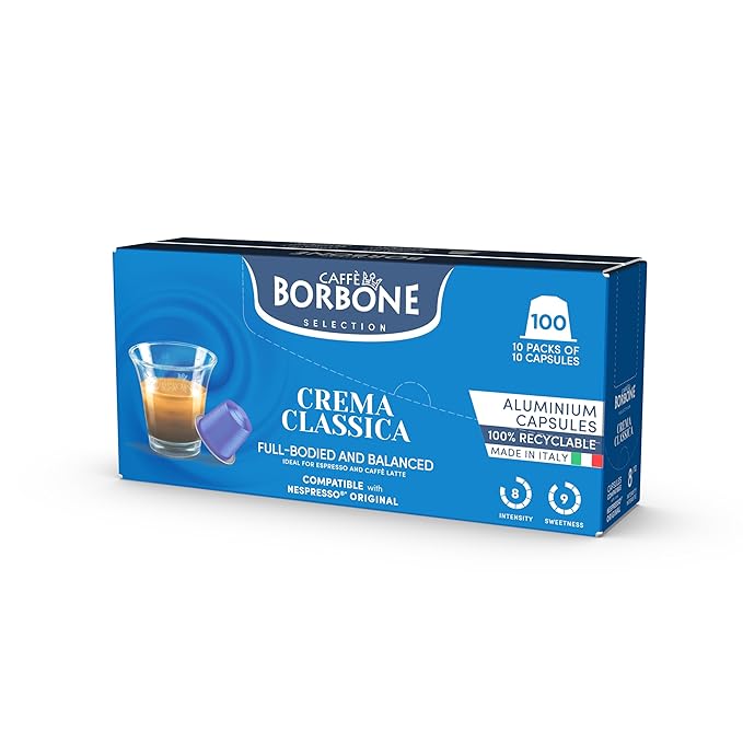 Caffe Borbone Aluminum Coffee Pods Compatible with Nespresso Original Machines, Crema Classica