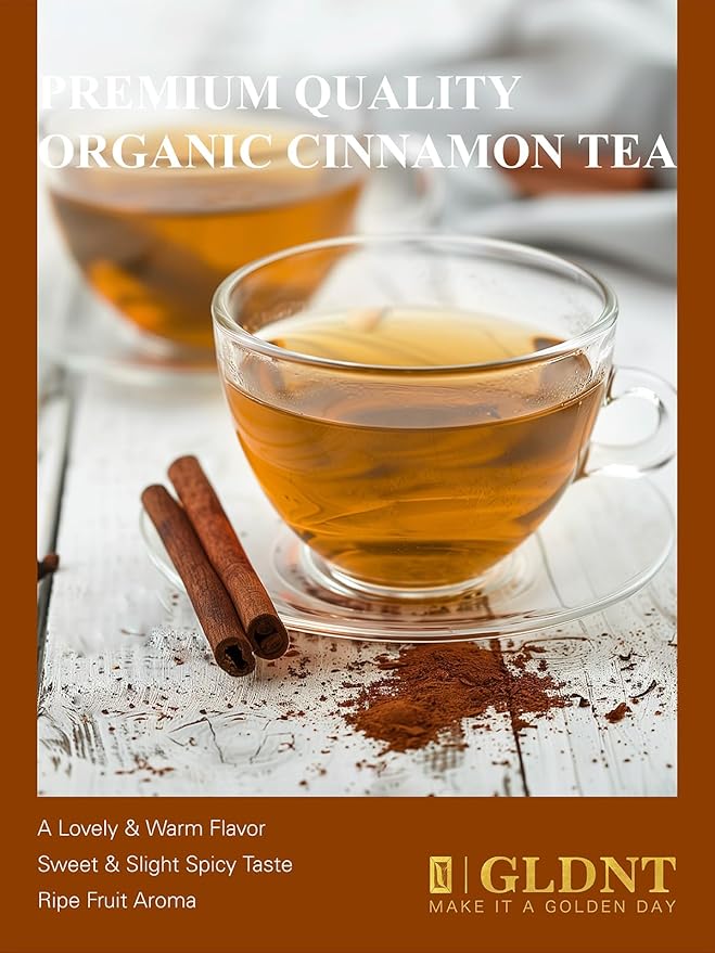 GLDNT Organic Cinnamon Tea Bags, Cinnamon Herbal Tea, Sweet & Slightly Spicy Flavor, Caffeine Free