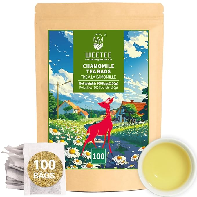 WT WEETEE Chamomile Tea bags, Made with 100% Pure Chamomile Flowers, Natural Caffeine-free Herbal