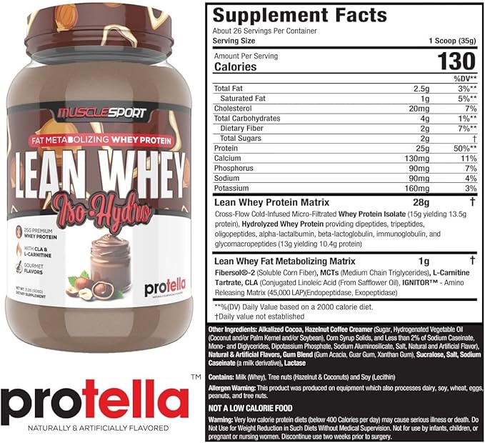 Musclesport Lean Whey Revolution??Protein Powder - Whey Protein Isolate - Low Calorie, Low Carb