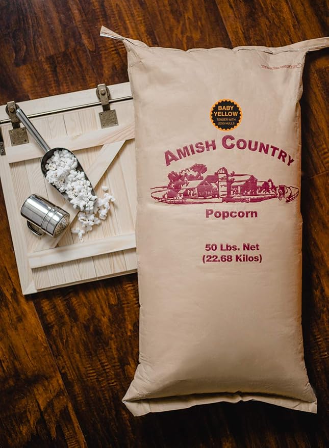 Amish Country Popcorn | 50 LB Baby Yellow Popcorn | Old Fashioned, Non-GMO and Gluten Free (50lb