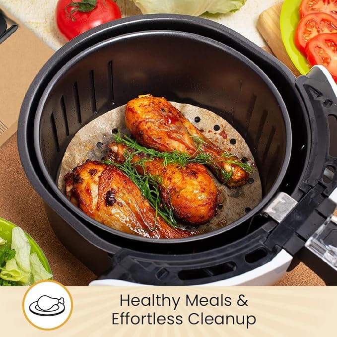 9??Steamer Paper, Air Fryer Round Parchment Paper Liners ??220pcs Unbleached Bamboo Steamer Liners