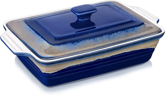 LOVECASA 4.5 Quart Ceramic Casserole Dish with Lid, 9x13 Baking Dish for Oven, Lasagna Pan Deep