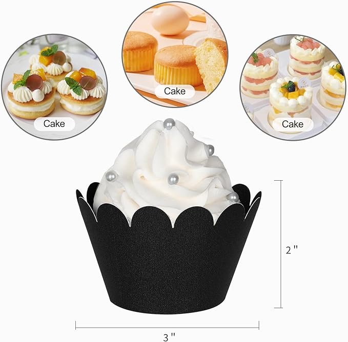 KPOSIYA Set of 100 Artistic Bake Cake Cups Filigree Little Vine Lace Laser Cut Cupcake Wrapper
