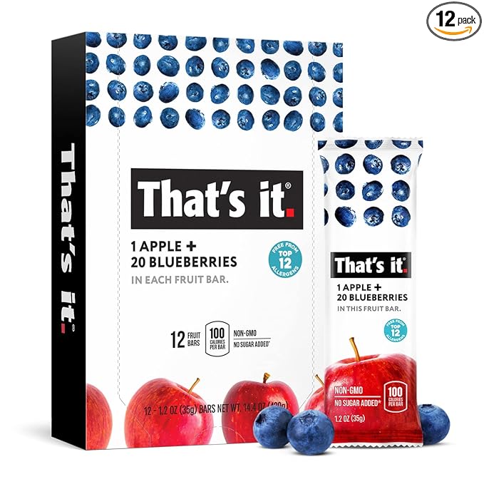 That's it. Apple + Blueberry 100% Natural Real Fruit Bar, Best High Fiber Vegan, Gluten Free