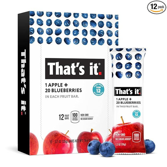 That's it. Apple + Blueberry 100% Natural Real Fruit Bar, Best High Fiber Vegan, Gluten Free