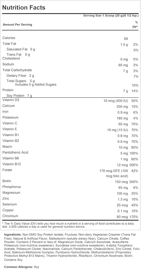 ANDREW LESSMAN Secure Soy Complete Meal Replacement - Coffee 60 Servings - Only 69 Calories, 7g