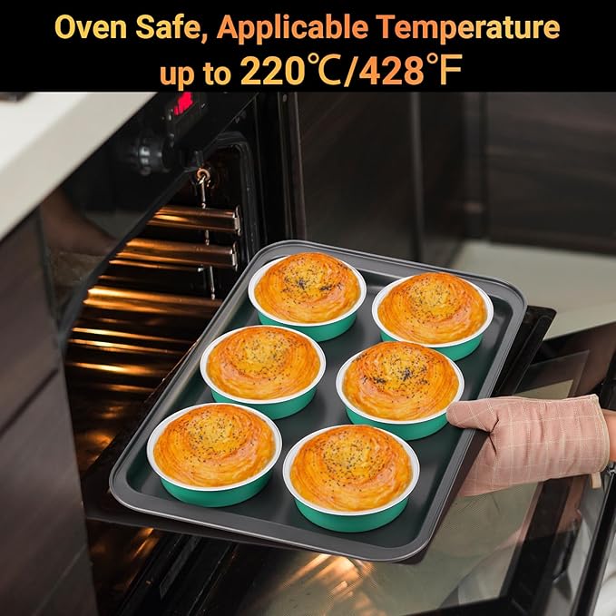Beasea Disposable Baking Cups, 200 Pack 7.3oz 215ml Aluminum Ramekins Foil Baking Cups 4" Ramekin