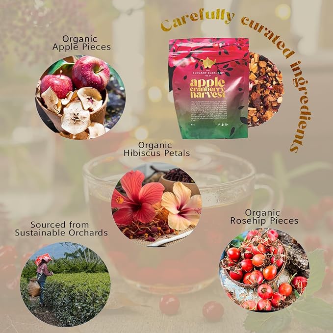 Apple Cranberry Harvest Tea, Organic Loose Leaf Herbal Tea ??Real Fruit, Summer Juice