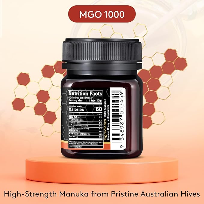 Nature’s Gold Raw Manuka Honey, Certified MGO 1000+ | Authentic MGO, Australian Honey, Non-GMO