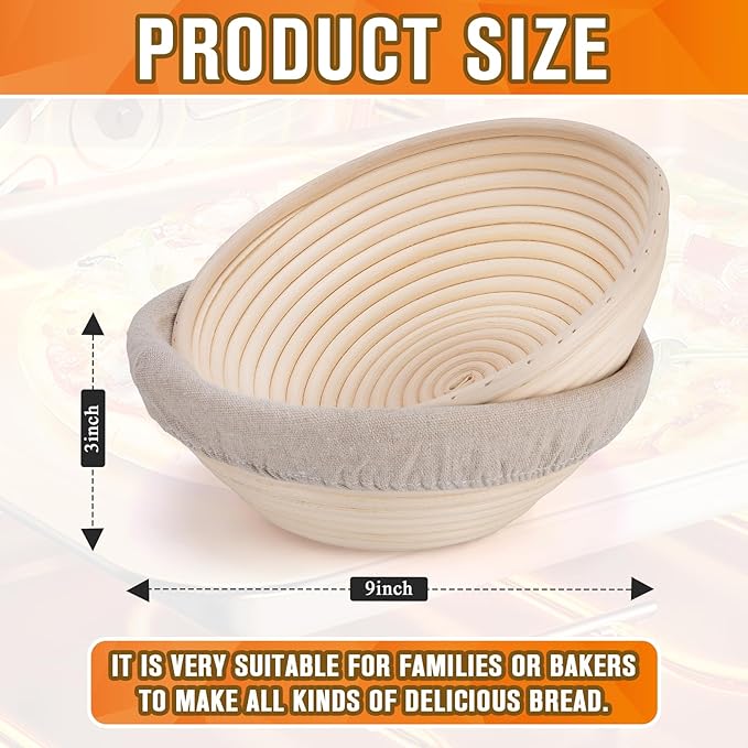 Banneton Bread Proofing Basket, Sourdough Banneton Basket, 9 inch Round Banton Proofing Baskets