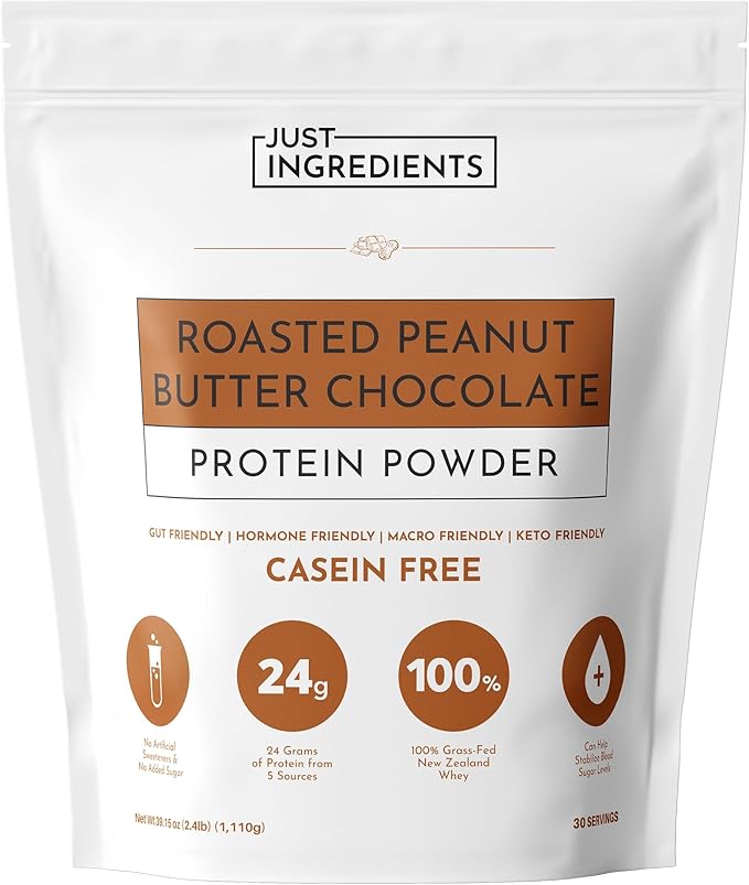 Roasted Peanut Butter Chocolate Protein Powder ??30-Serving Blend with 100% Grass-Fed Whey &