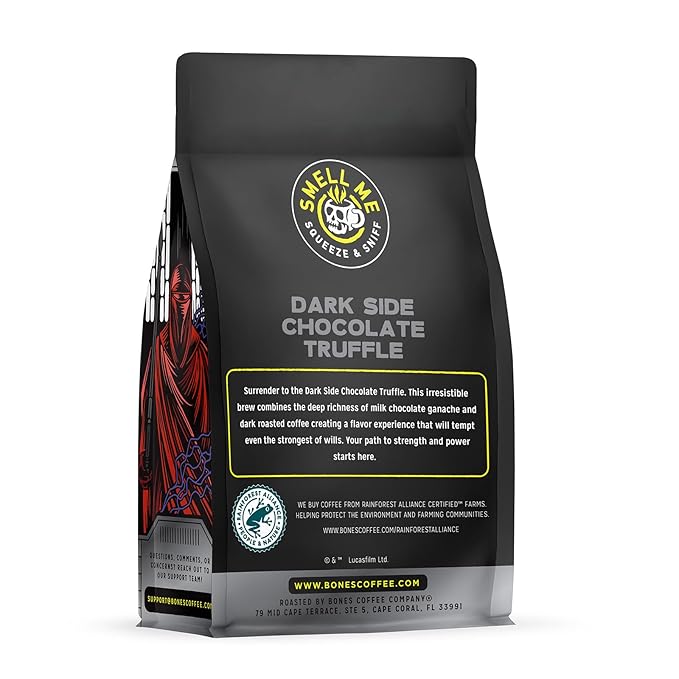 Bones Coffee Company Star Wars Dark Side, Chocolate Truffle Flavored Coffee, Medium Roast Low Acid
