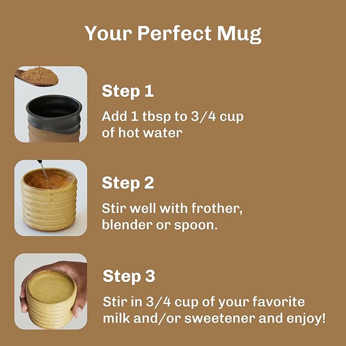 MUD\WTR Turmeric Decaf Mushroom Drink | Zero Caffeine | USDA Organic Mushroom Coffee Alternative |