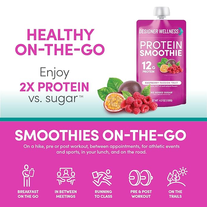 Designer Wellness Protein Smoothie, Real Fruit, 12g Protein, Low Carb, Zero Added Sugar