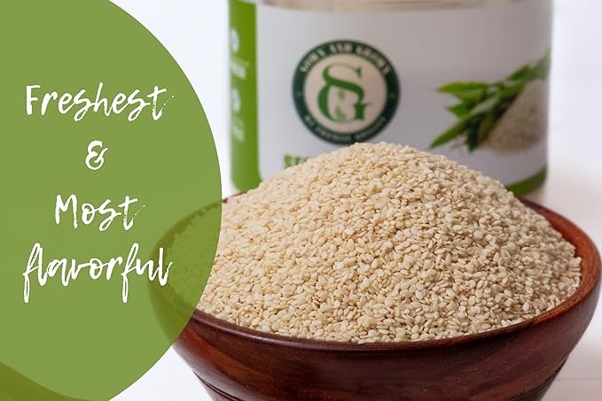 Sown and Grown White Sesame seeds- 2lb, 32oz | Whole White Sesame Seeds Bulk, Perfect for Noodle